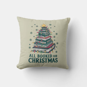 All Booked For Christmas Gift for Librarian Lover Throw Pillow