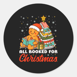 All Booked For Christmas Gingerbread Christmas Tre Classic Round Sticker