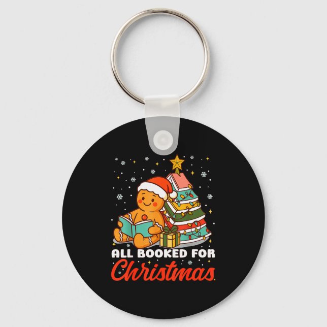 All Booked For Christmas Gingerbread Christmas Tre Keychain (Front)