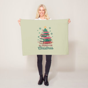 All Booked For Christmas Librarian Book Lover Tree Fleece Blanket