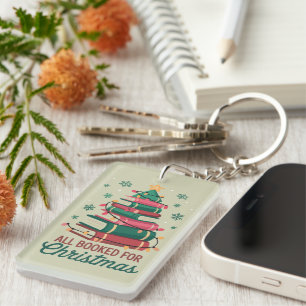 All Booked For Christmas Librarian Book Lover Tree Keychain