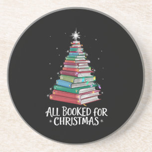 All Booked For Christmas Librarian Xma Book Lovers Coaster