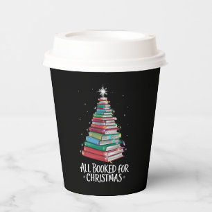 All Booked For Christmas Librarian Xma Book Lovers Paper Cups