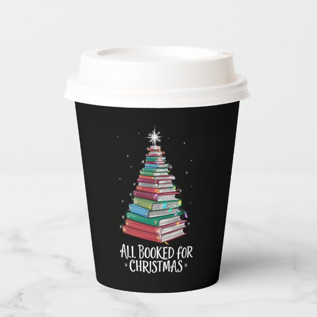 All Booked For Christmas Librarian Xma Book Lovers Paper Cups (Front)