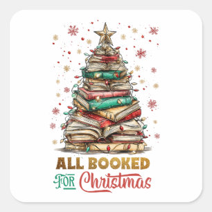 All Booked for Christmas Square Sticker