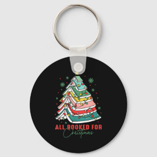 All Booked For Christmas Teacher Librarian Book Lo Keychain
