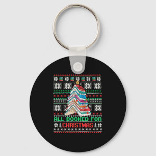 All Booked For Christmas Tree Book Ugly Christmas  Keychain