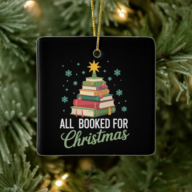 All Booked For Christmas Tree Books Teacher Xmas  Ceramic Ornament (Tree)