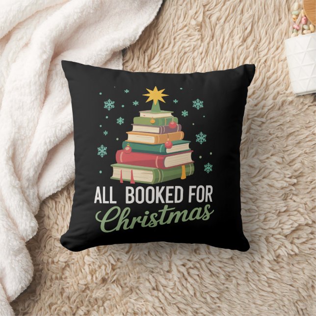 All Booked For Christmas Tree Books Teacher Xmas  Throw Pillow (Blanket)