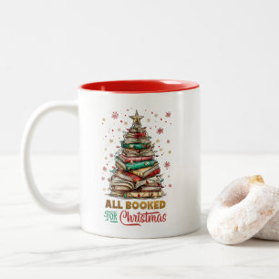 All Booked for Christmas Two-Tone Coffee Mug
