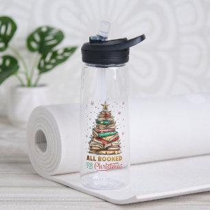 All Booked for Christmas  Water Bottle