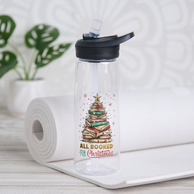 All Booked for Christmas  Water Bottle (Yoga (Rotated))