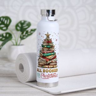 All Booked for Christmas  Water Bottle