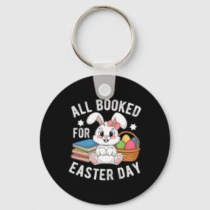 All Booked For Easter Day Cute Bunny Rabbit Readin Keychain