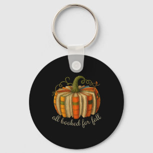 All Booked For Fall Book Pumpkin Reading Halloween Keychain