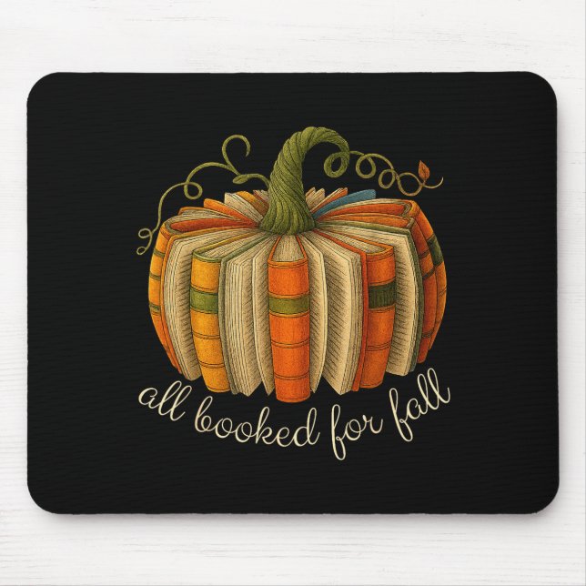 All Booked For Fall Book Pumpkin Reading Halloween Mouse Pad (Front)