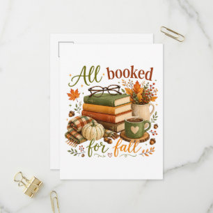 All Booked for Fall Books Coffee Cozy Autumn Invitation Postcard