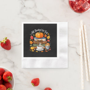All Booked for Fall Books Coffee Cozy Autumn Napkin