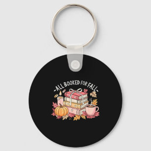 All Booked For Fall Books Coffee Fall Leaves Pumpk Keychain