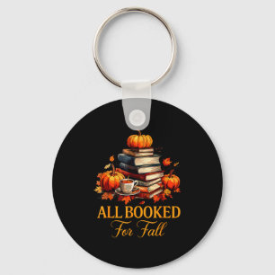 All Booked For Fall Books Coffee Fall Leaves Pumpk Keychain