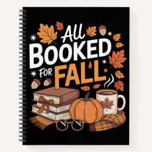 All Booked for Fall Cute Books, Coffee & Pumpkin Notebook
