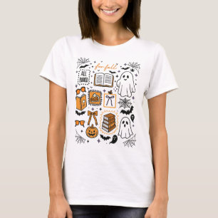 All Booked for Fall Spooky Ghost Book Lover T-Shirt