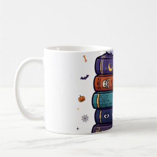All Booked for Halloween Ghost Reading Books Art Coffee Mug