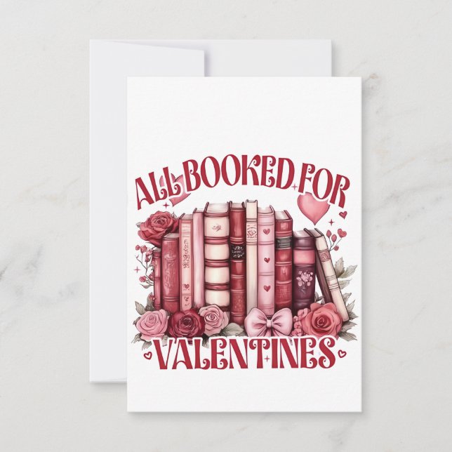 All Booked for Valentine Bookish Book lover  Thank You Card (Front)