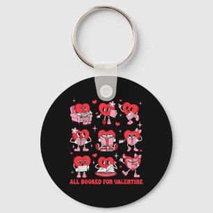 All Booked For Valentine Candy Heart Reading Book  Keychain
