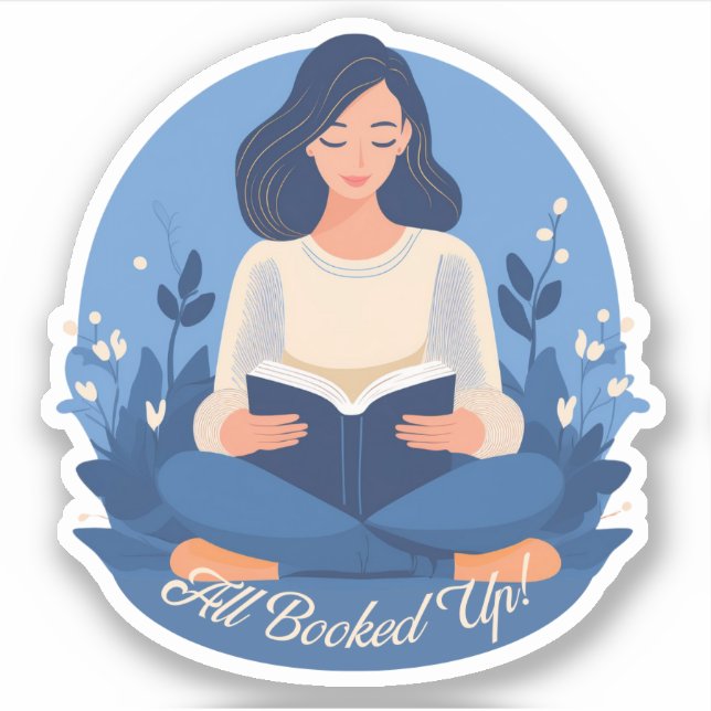 "All Booked Up!" Reading Journal Sticker (Front)