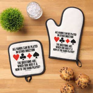 All (Bridge) Hands Can Be Played Either Direction Oven Mitt & Pot Holder Set