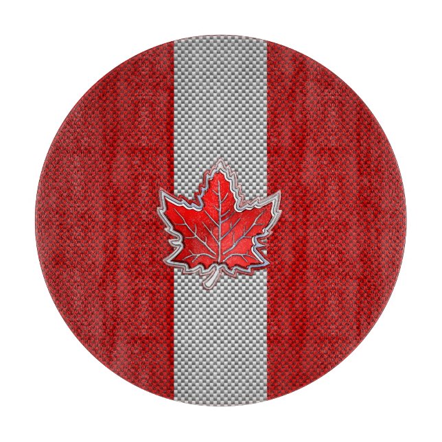 All Canadian Red Maple Leaf on Carbon Fiber Print Cutting Board (Front)