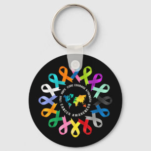 All Cancer Awareness Fight Cancer Ribbon Support Keychain