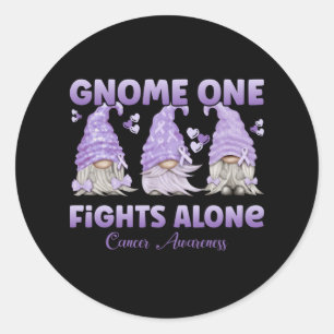 All Cancer Awareness Lavender Ribbon Gnome Classic Round Sticker