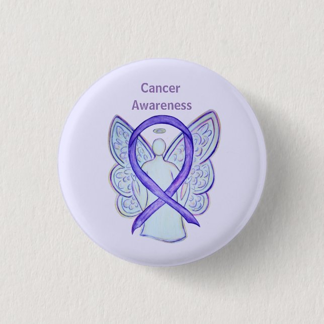 All Cancer Awareness Lavender Ribbon Pin Buttons (Front)