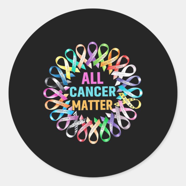 All Cancer Colourful Ribbons Cancer Awareness  Classic Round Sticker (Front)
