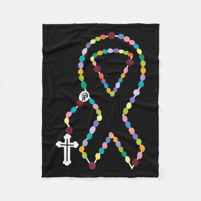 All Cancer Matters Awareness Cross All Ribbons  Fleece Blanket (Front)