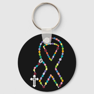 All Cancer Matters Awareness Cross All Ribbons Keychain