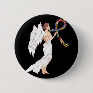 All Cancer Matters Awareness Day Angel Ribbon 2 Inch Round Button