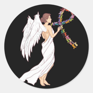 All Cancer Matters Awareness Day Angel Ribbon Classic Round Sticker