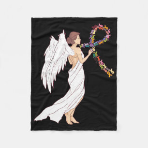 All Cancer Matters Awareness Day Angel Ribbon Fleece Blanket