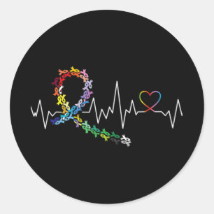 All Cancer Matters Awareness Day Heartbeat 3  Classic Round Sticker