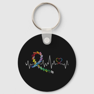 All Cancer Matters Awareness Day Heartbeat 3 Keychain
