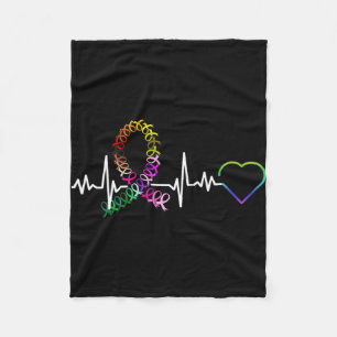 All Cancer Matters Awareness Day Heartbeat Cancer Fleece Blanket