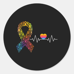 All Cancer Matters Awareness Day Heartbeat Ribbon Classic Round Sticker