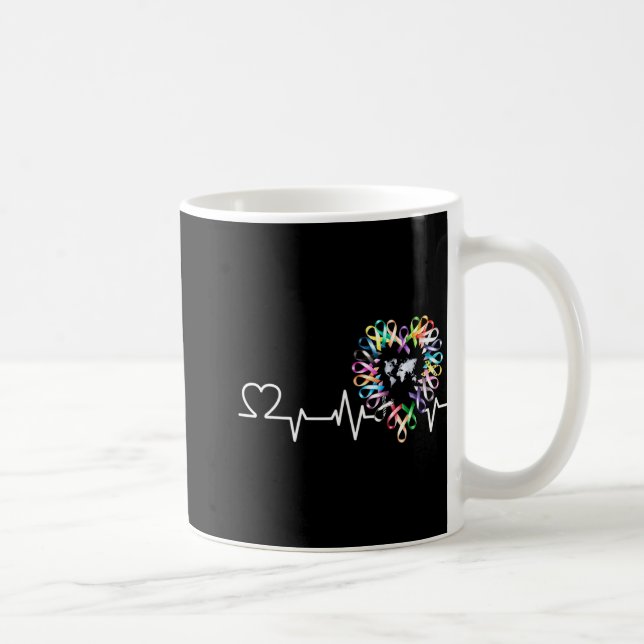 All Cancer Matters Awareness Day Heartbeat Ribbon  Coffee Mug (Right)