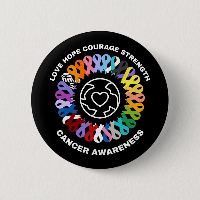 All Cancer Matters Awareness Every Colour Ribbons  2 Inch Round Button (Front)