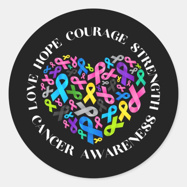 All Cancer Matters Awareness Fight All Cancer Ribb Classic Round Sticker (Front)