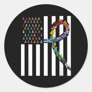 All Cancer Matters Awareness Usa Flag Cross Classic Round Sticker