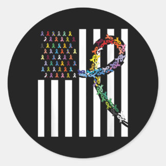 All Cancer Matters Awareness Usa Flag Cross Classic Round Sticker